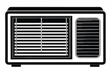 Fototapeta premium Black and White Window Air Conditioner Illustration with Vents and Control Panel Style