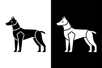 Modern AI Dog Icon Isolated on White Background.