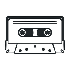 Fototapeta premium Vintage audio cassette tape icon with black and white design. Vector illustration