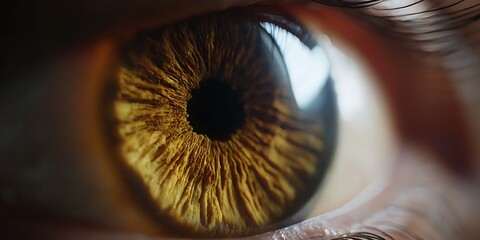 Mesmerizing Close-Up of a Human Eye with Intricate Brown and Yellow Iris Patterns and Detailed Textures in Stunning Clarity