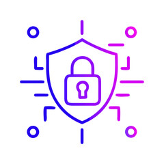 Obraz premium Cyber security shield padlock icon for data protection and network security with gradient colors design vector on transparent background