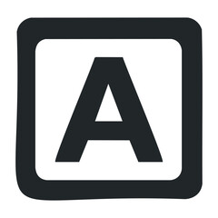 Black and white letter a inside square icon for typography design. Vector illustration