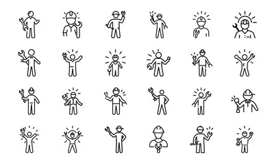 A comprehensive collection of outline icons representing modern business, technology, professional services, and workplace concepts.