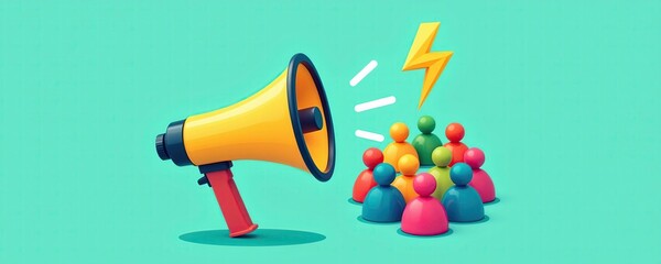 Vibrant Megaphone Illustration Promoting Engagement and Communication