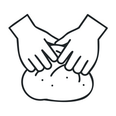 Obraz premium Hands kneading dough symbolizing baking process. Vector illustration