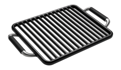 Porcelain-coated grill grate with integrated handles for easy lifting and cleaning