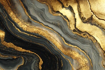 Stunning abstract art with flowing gray and gold textures, perfect for luxury branding and modern design.
