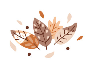 Obraz premium Autumn foliage collection in warm tones vector illustration