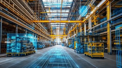 Industrial warehouse with augmented reality overlays - Powered by Adobe