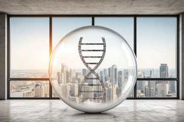DNA symbol in a modern space