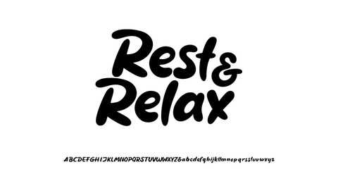 Elegant Font. Groovy Font. Graffiti Font. Creative Hand Drawn Uppercase Lowercase Ampersand and Number. Street Art Fashion Designs Typography modern serif  concept vector illustration © munkyfactory