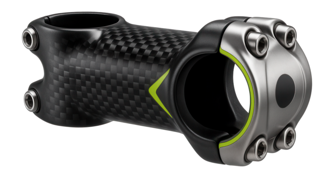 Carbon matrix stem with a glossy finish for high-performance road bikes
