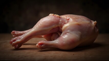 Naklejka premium Raw chicken leg on wooden board