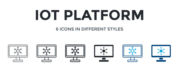 Iot Platform Icon In Different Style Vector Illustration. Designed In Thin Line, Regular Line, Bold Line, Glyph, Color Line, And Color Glyph Style Can Be Used For Web