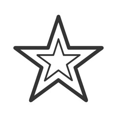 Obraz premium Double Star Icon, Nested Five-Point Black Star Inside Larger Outline on White Background