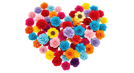 Isolated Heart Made of Colorful Paper Flowers
