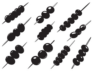 OLIVES ON TOOTHPICK SILHOUETTE.