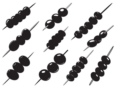 OLIVES ON TOOTHPICK SILHOUETTE.