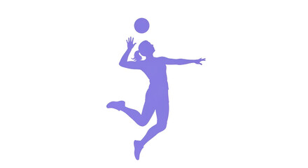 Isolated Volleyball Player Silhouette Jumping