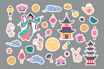 Mid-Autumn Festival Stickers Illustration