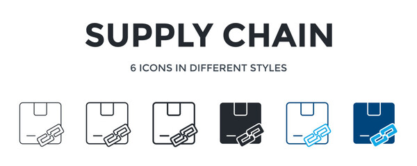 Supply Chain Icon In Different Style Vector Illustration. Designed In Thin Line, Regular Line, Bold Line, Glyph, Color Line, And Color Glyph Style Can Be Used For Web
