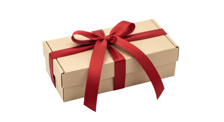Isolated Gift Box with Red Ribbon
