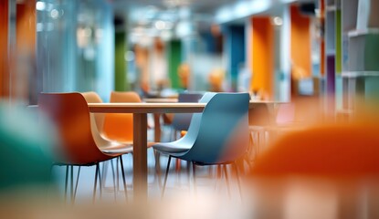 Colorful, modern, bright communal eating area