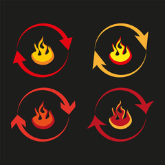 Circular arrow symbols. Fire water cycle. Recycling energy Vector. Ecological balance illustration. EPS 10.