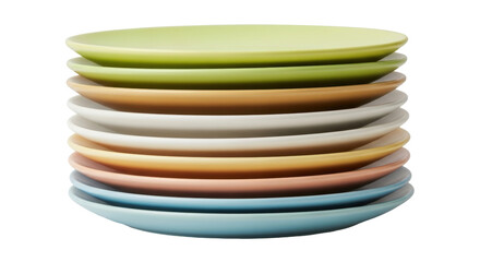 Isolated Stack of Colorful Dinner Plates