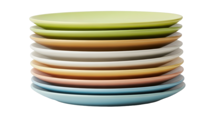 Isolated Stack of Colorful Dinner Plates