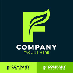 Leaf styled letter F logo design for eco friendly and organic branding  

