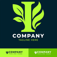 Leaf styled letter I logo design for eco friendly and organic branding  
