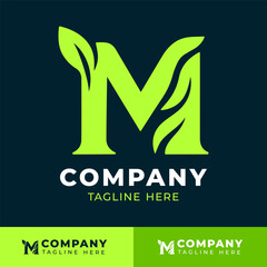 Leaf styled letter M logo design for eco friendly and organic branding  
