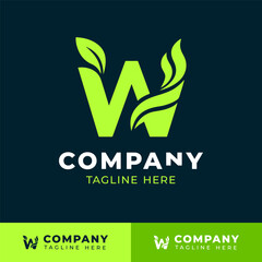 Leaf styled letter W logo design for eco friendly and organic branding  
