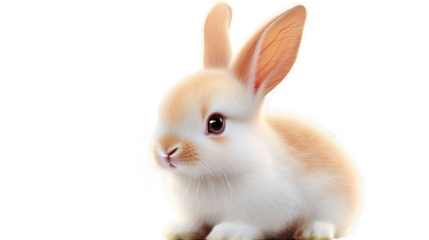Adorable Baby Bunny Rabbit, Isolated on Transparent PNG, Cute, Fluffy
