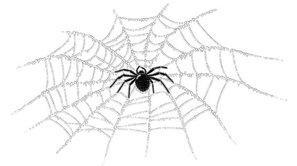 Obraz premium Detailed sketch of a spider sitting in the center of its??? web 