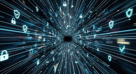 Digital tunnel of security icons