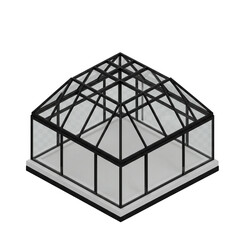 Isometric Greenhouse Structure Illustration Isolated on cutout PNG background