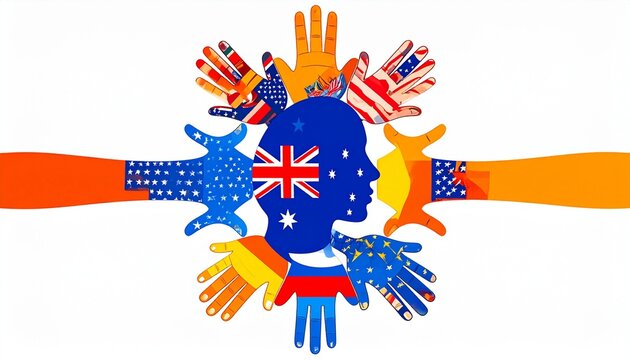 Conceptual diversity graphic showing intertwined human and AI hands, half real, half illustrated in bold pop-art strokes