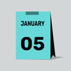 5 january calendar icon vector graphic design illustration background.