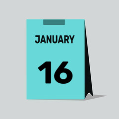 16 january calendar icon vector graphic design illustration background.
