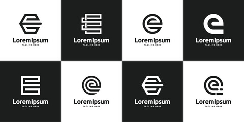 Set of letter E logo icon