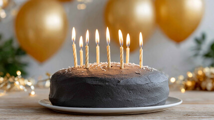a cake with several lit candles on top