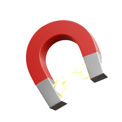 Red Horseshoe Magnet with Magnetic Field Isolated on cutout PNG background
