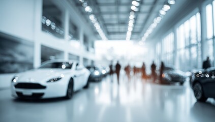 Blurry car showroom interior