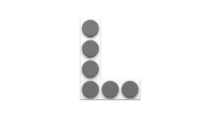 Isolated Letter L Made of Gray Circles