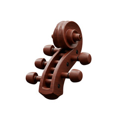 Wooden Scroll of Violin Headstock Isolated on cutout PNG background