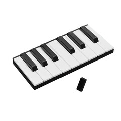 Small Keyboard with Missing Key Isolated on cutout PNG background