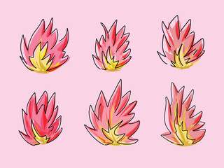 group of fire drawing set.eps