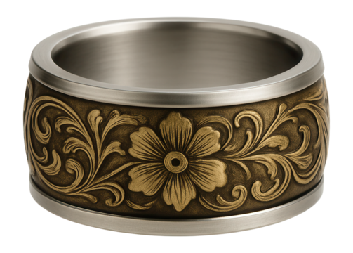 Antique-style knuckle ring with a floral engraving